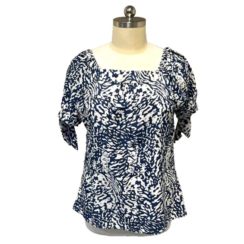 Mahek | Light Blue Square Neck Pullover Blouse Tunic 3X